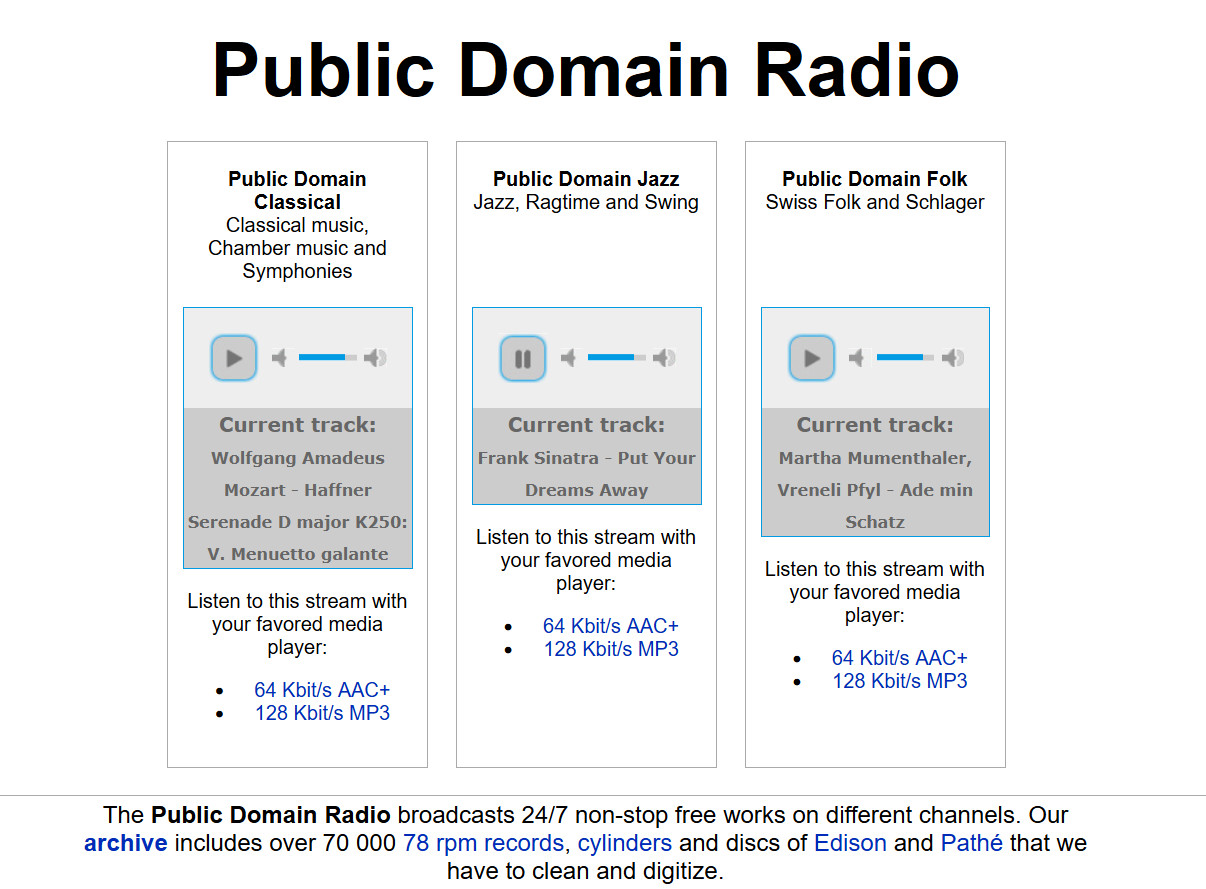 Public Domain Radio，古典、爵士和民谣线上电台-要佳软，一等好软件聚集地