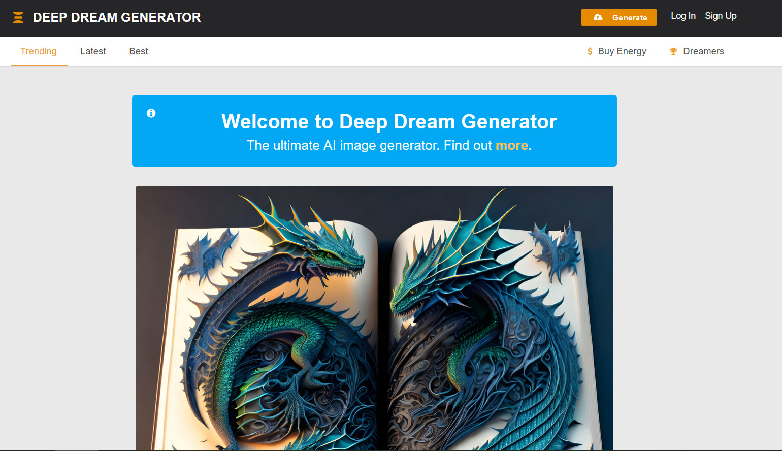 Deep Dream Generator ，很棒的AI生成图片站，适合做插图
