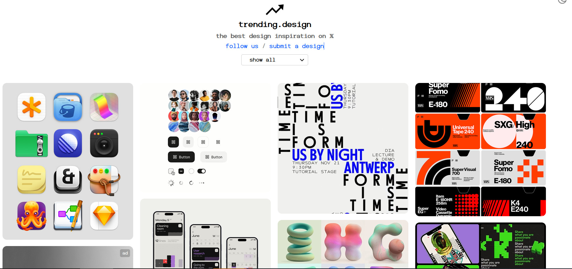 Trending Design，Twitter（X）平台上的流行设计作品收集