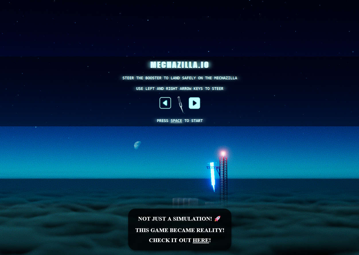 Mechazilla，模拟Spacex  Mechazilla机械臂“筷子”夹星舰的游戏