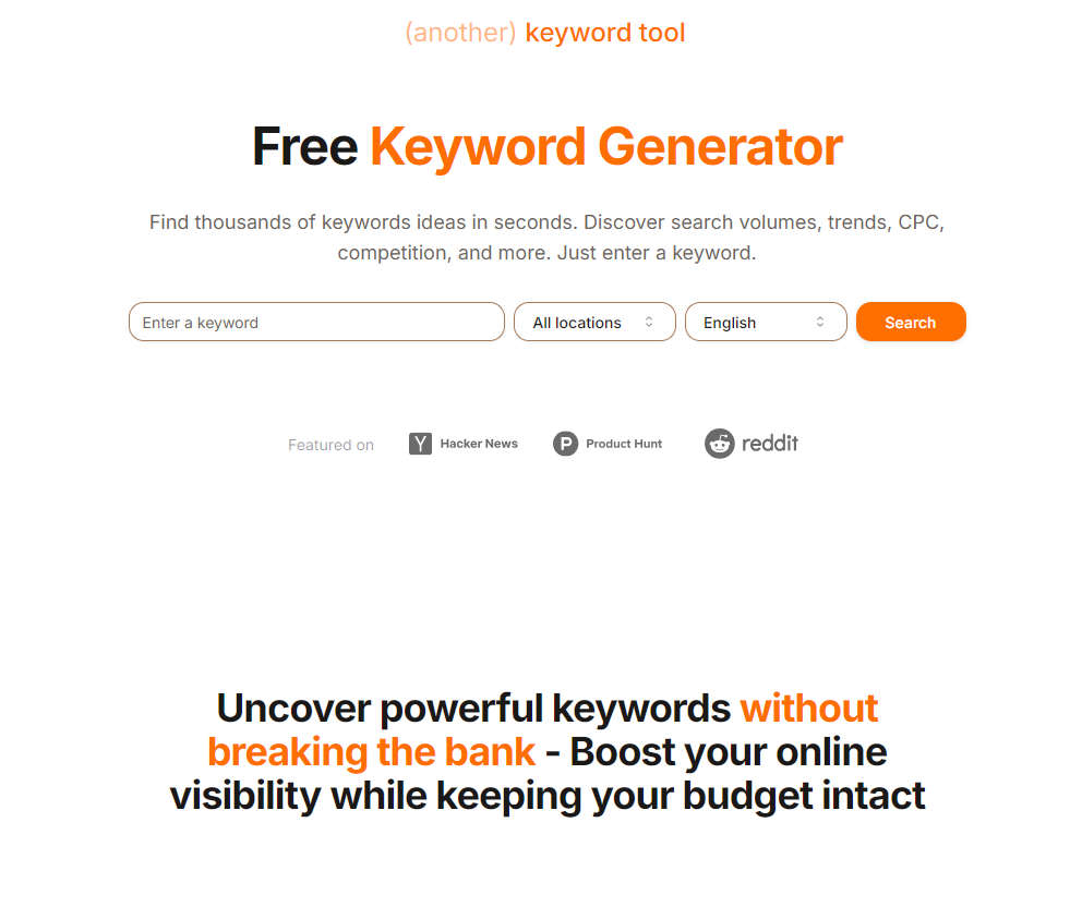 Another Keyword Tool，免费关键词分析工具，SEO必备