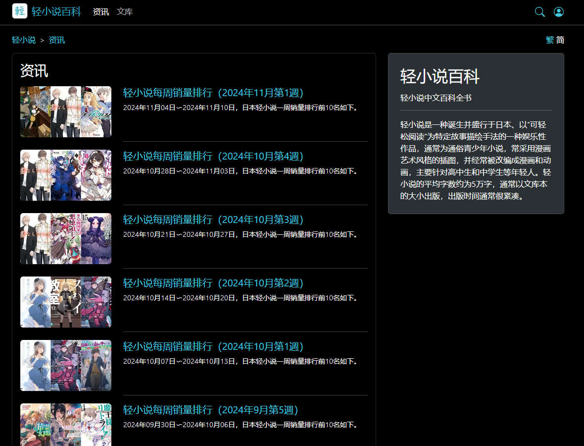 轻小说百科，轻小说中文百科全书，提供轻小说在线阅读