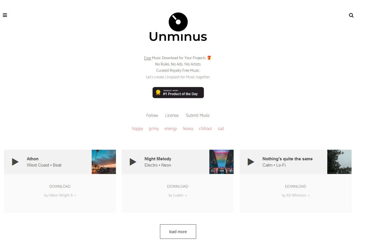 Unminus，免费可商用的音乐下载站