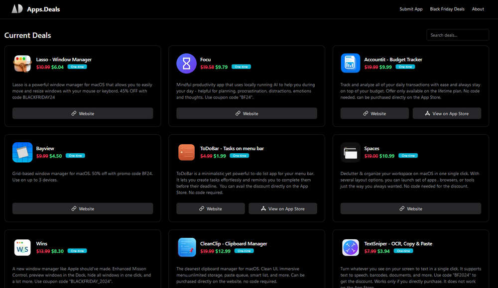 黑色星期五优惠汇总站 apps.deals、indieappsales.com